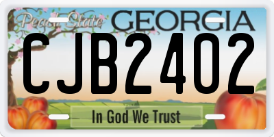 GA license plate CJB2402