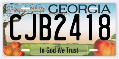 GA license plate CJB2418