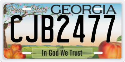 GA license plate CJB2477