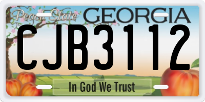GA license plate CJB3112