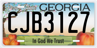GA license plate CJB3127