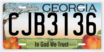 GA license plate CJB3136