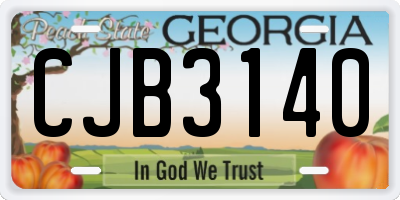 GA license plate CJB3140