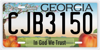 GA license plate CJB3150