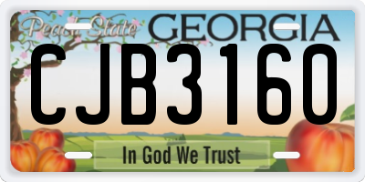 GA license plate CJB3160