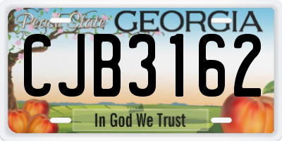 GA license plate CJB3162