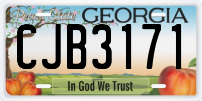 GA license plate CJB3171