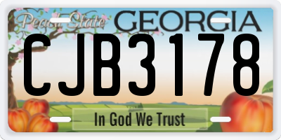 GA license plate CJB3178
