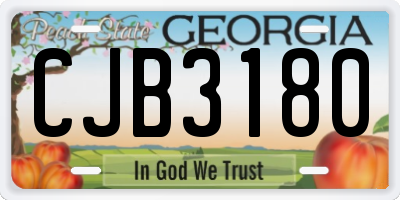GA license plate CJB3180