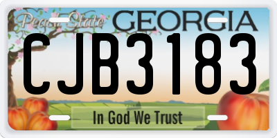 GA license plate CJB3183