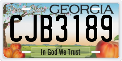 GA license plate CJB3189