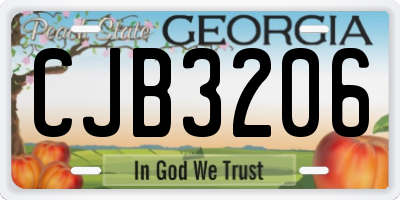 GA license plate CJB3206