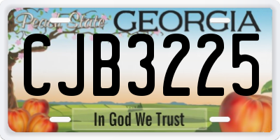 GA license plate CJB3225