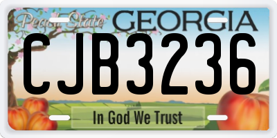 GA license plate CJB3236