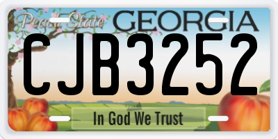 GA license plate CJB3252