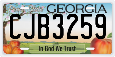 GA license plate CJB3259