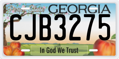 GA license plate CJB3275