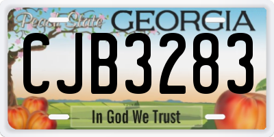 GA license plate CJB3283