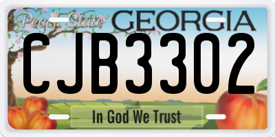 GA license plate CJB3302
