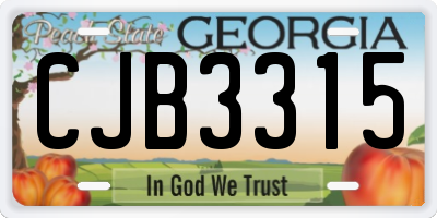 GA license plate CJB3315