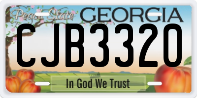 GA license plate CJB3320