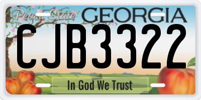 GA license plate CJB3322