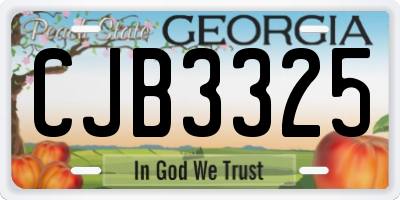 GA license plate CJB3325
