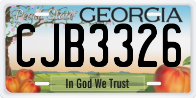 GA license plate CJB3326