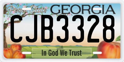 GA license plate CJB3328