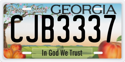 GA license plate CJB3337