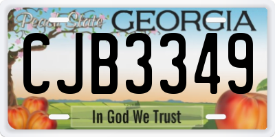 GA license plate CJB3349