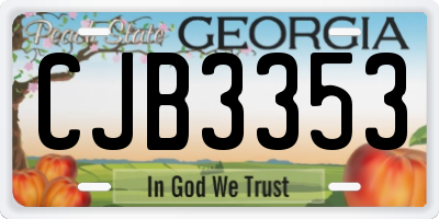 GA license plate CJB3353