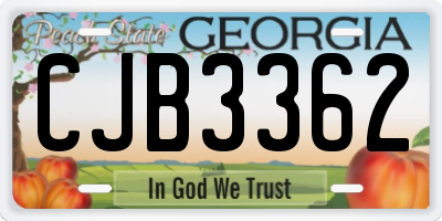 GA license plate CJB3362
