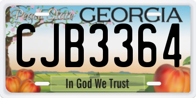 GA license plate CJB3364