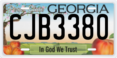 GA license plate CJB3380
