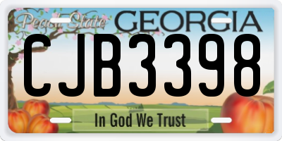 GA license plate CJB3398