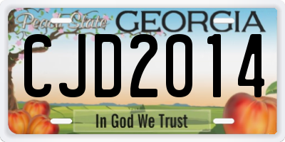 GA license plate CJD2014