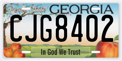 GA license plate CJG8402