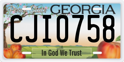 GA license plate CJI0758