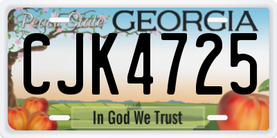 GA license plate CJK4725