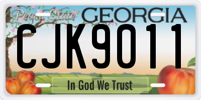 GA license plate CJK9011