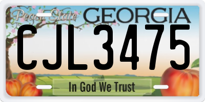 GA license plate CJL3475