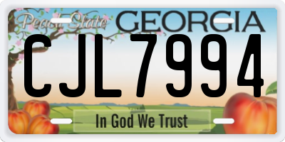 GA license plate CJL7994