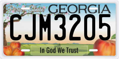 GA license plate CJM3205