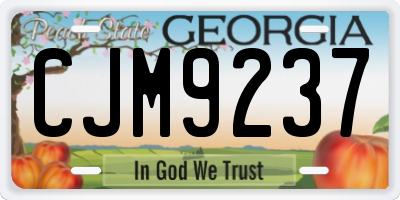 GA license plate CJM9237