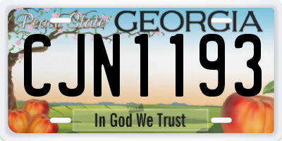GA license plate CJN1193