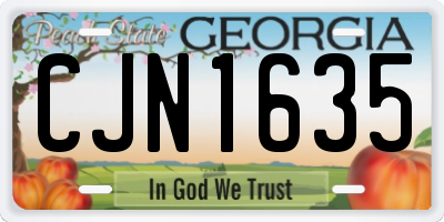 GA license plate CJN1635