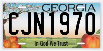 GA license plate CJN1970