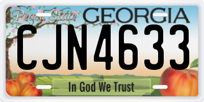 GA license plate CJN4633