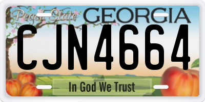 GA license plate CJN4664